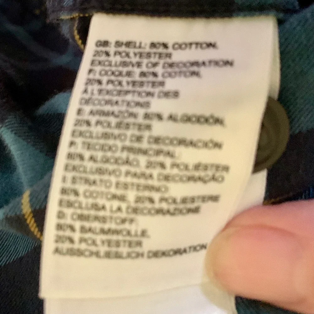 The North Face Men's Small Button Front Shirt Blue Plaid L-Sleeve Button Pocket